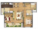万科大都会花样_3室2厅2卫 建面100平米