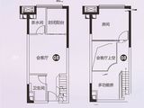 恒大翡翠华庭_1室2厅1卫 建面48平米