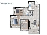 金辉信步雅苑_3室2厅1卫 建面85平米